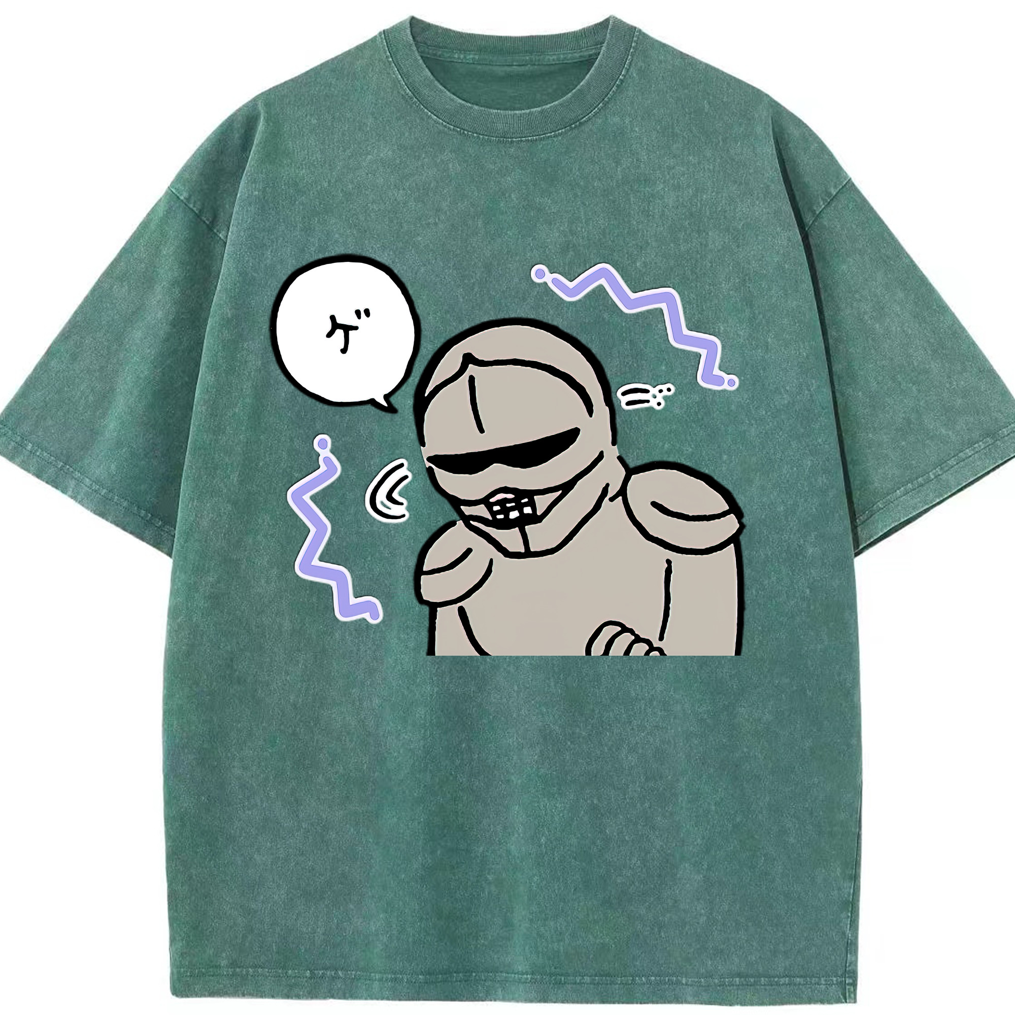 （画像用） ちいかわ 労働の鎧さん Chii-kawa Mr. Armor of Labor 綿100% ヴィンテージ風 半袖Tシャツ（フロントプリント）
